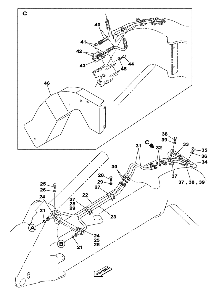 Схема запчастей Case CX135SR - (08-106) - HYDRAULIC CIRCUIT - OFFSET BACKHOE BOOM - OPTIONAL (08) - HYDRAULICS