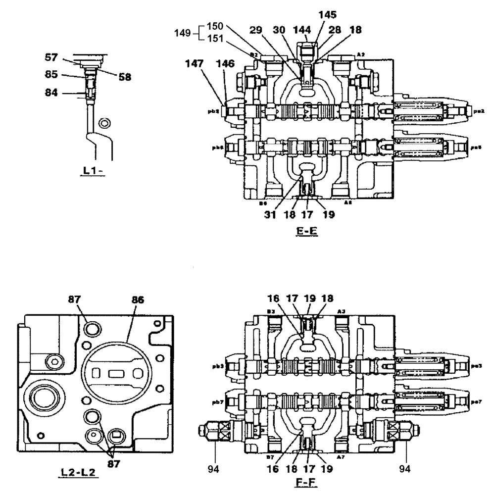 Схема запчастей Case CX135SR - (08-124[03]) - CONTROL VALVE - MONOBLOCK BOOM, OFFSET BACKHOE BOOM - WITH DOZER BLADE (08) - HYDRAULICS