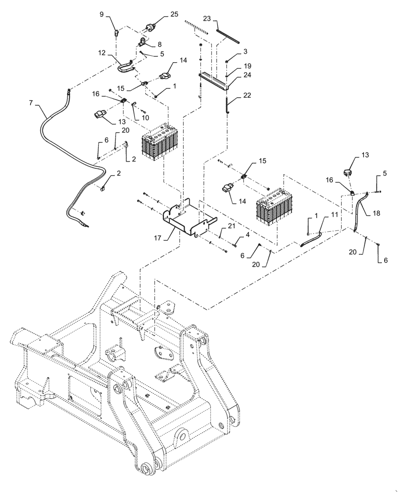 Схема запчастей Case 1650M XLT PAT - (55.302.010) - BATTERY, TRAY (55) - ELECTRICAL SYSTEMS