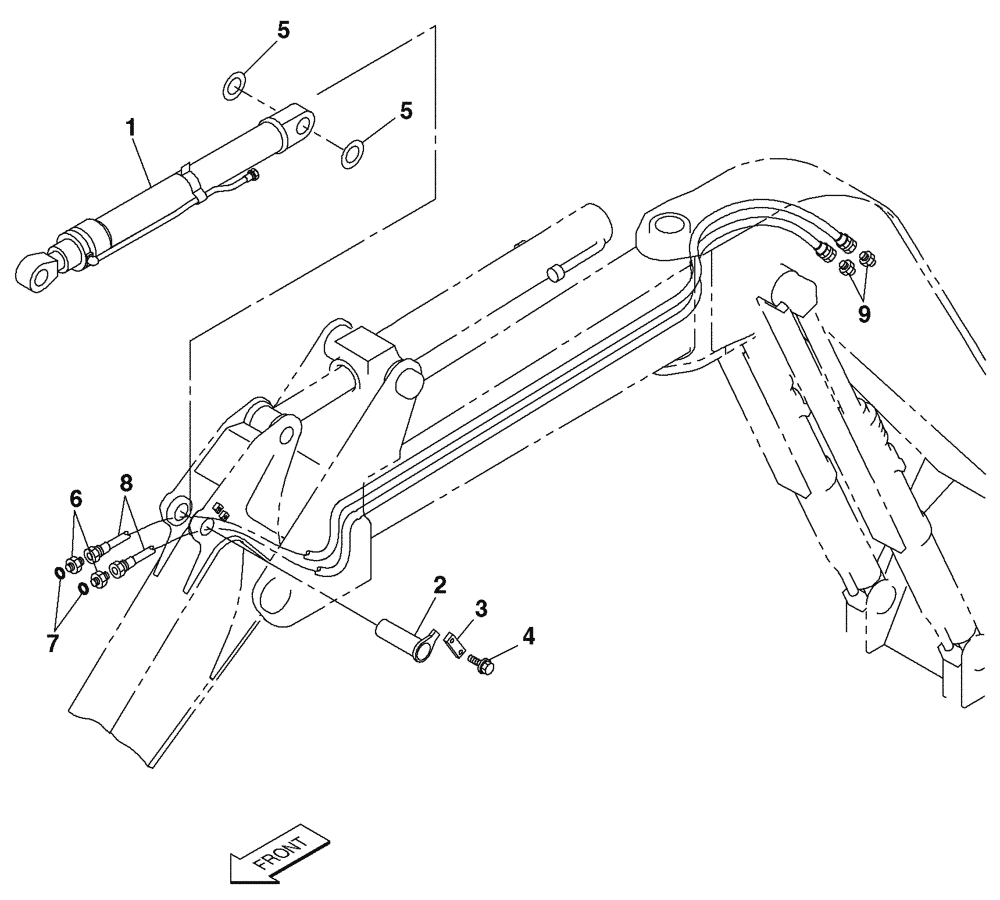 Схема запчастей Case CX135SR - (08-104) - HYDRAULIC CIRCUIT - BUCKET CYLINDER - OFFSET BACKHOE BOOM (08) - HYDRAULICS