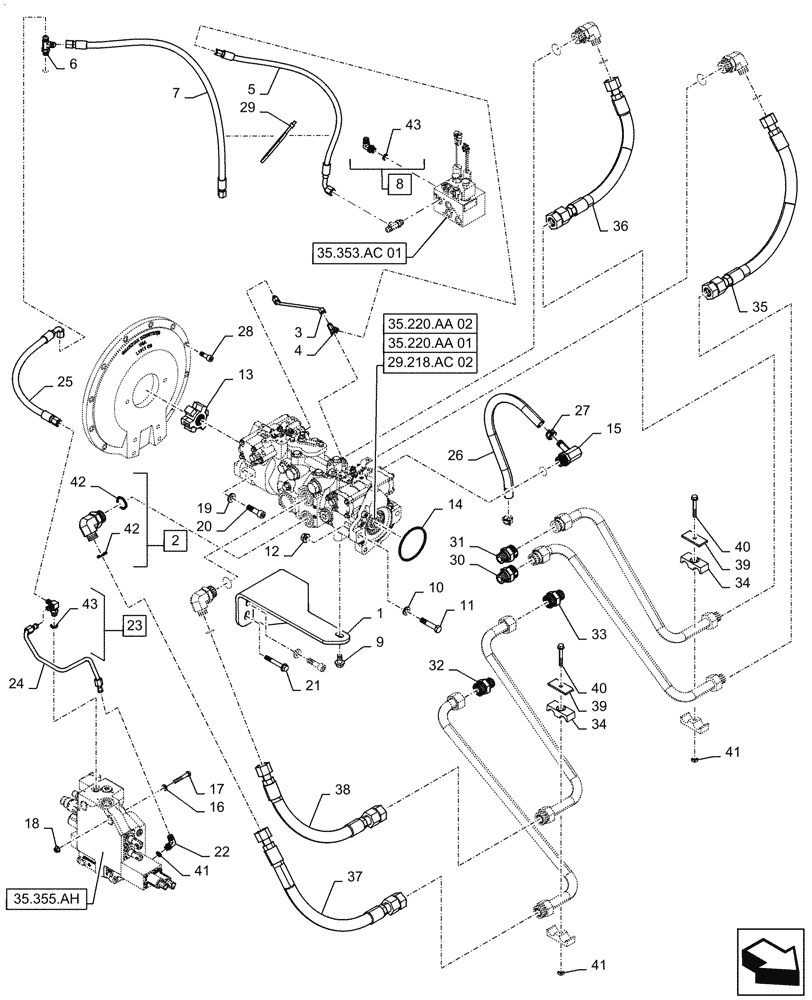 Схема запчастей Case TR270 - (29.204.AB[02]) - HYDROSTATIC PUMP, DRIVE, LINE, MECHANICAL CONTROLS (20-NOV-2015 & NEWER) (29) - HYDROSTATIC DRIVE