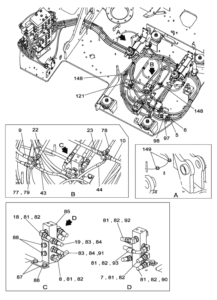 Схема запчастей Case CX135SR - (08-112) - HYDRAULIC CIRCUIT - PILOT - WITH DOZER BLADE - OFFSET BACKHOE BOOM (08) - HYDRAULICS