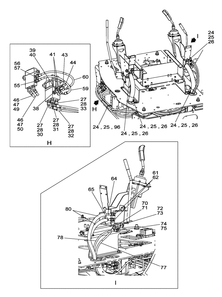 Схема запчастей Case CX135SR - (08-111) - HYDRAULIC CIRCUIT - PILOT - WITH DOZER BLADE - OFFSET BACKHOE BOOM (08) - HYDRAULICS