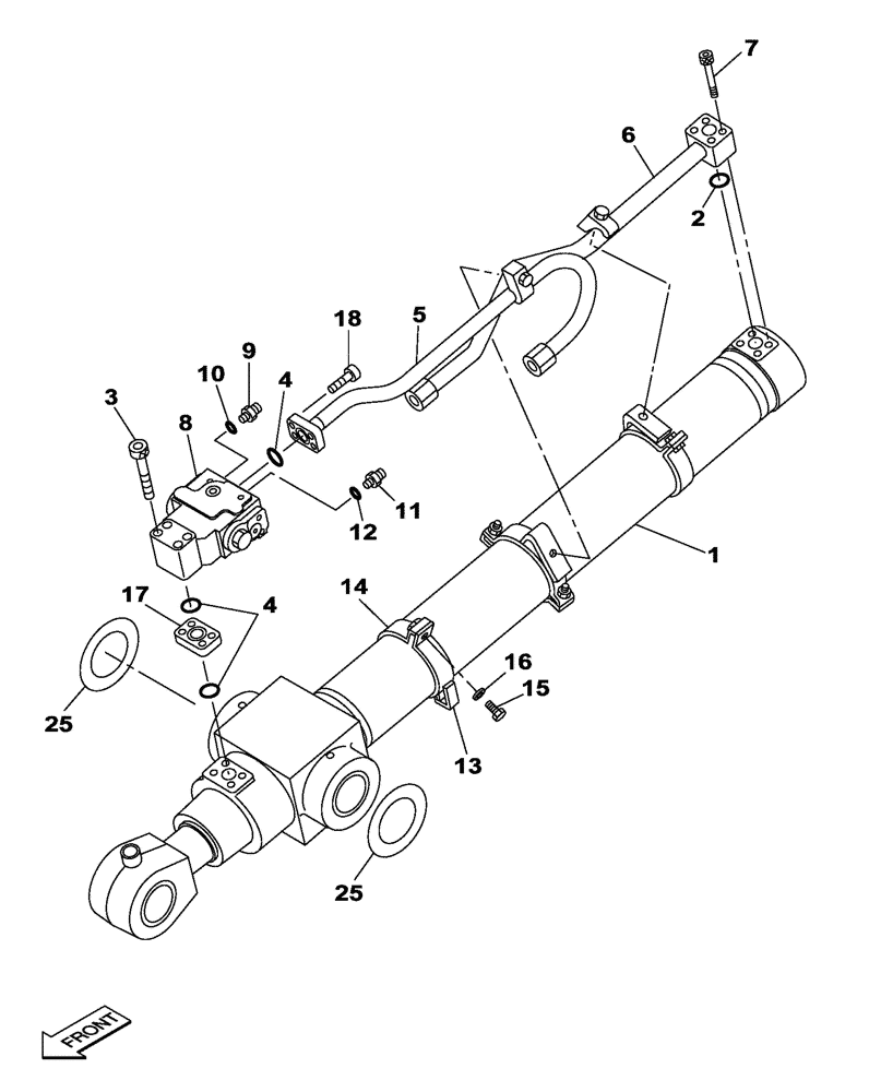 Схема запчастей Case CX135SR - (08-102[02]) - HYDRAULIC CIRCUIT - DIPPER CYLINDER WITH SAFETY VALVE - OFFSET BACKHOE BOOM (08) - HYDRAULICS