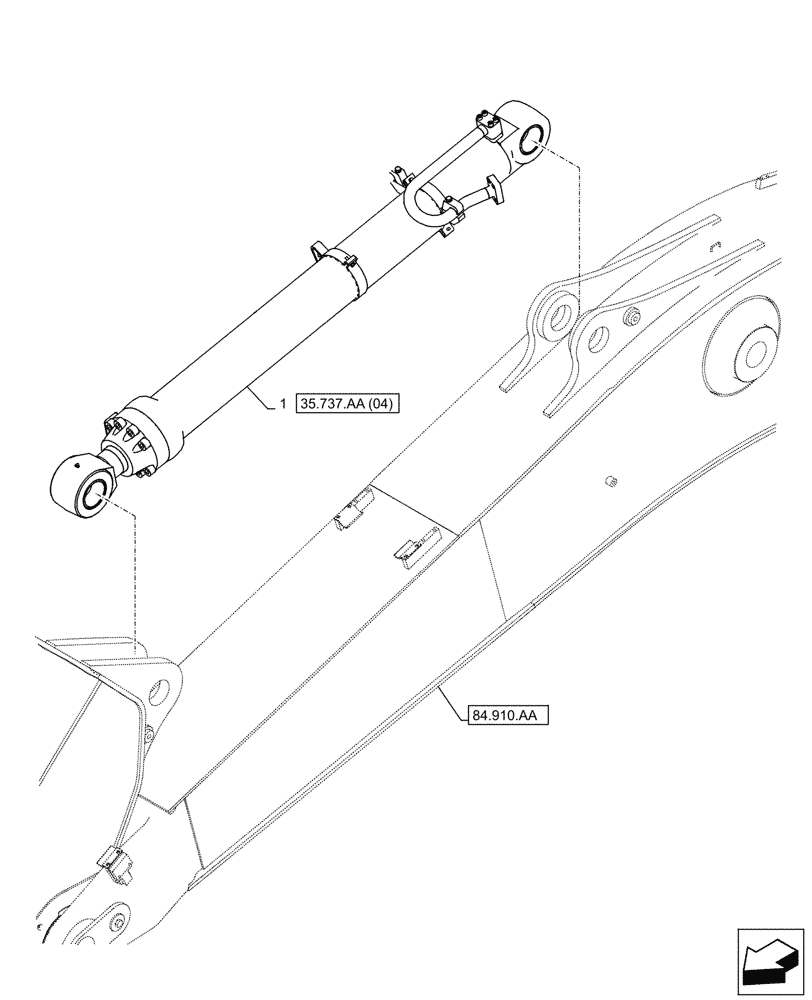 Схема запчастей Case CX250D LC - (35.737.AA[03]) - VAR - 481064 - ARM, CYLINDER, SAFETY VALVE (35) - HYDRAULIC SYSTEMS
