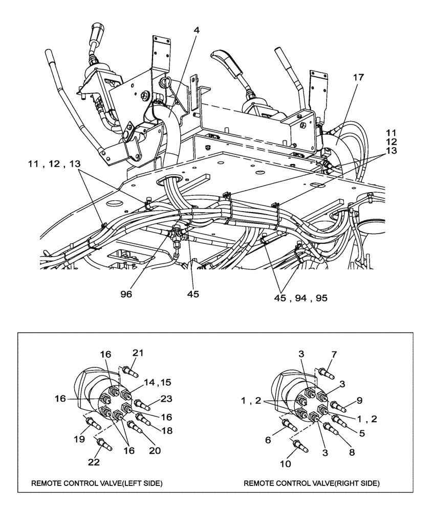 Схема запчастей Case CX135SR - (08-110) - HYDRAULIC CIRCUIT - PILOT - WITH DOZER BLADE - OFFSET BACKHOE BOOM (08) - HYDRAULICS