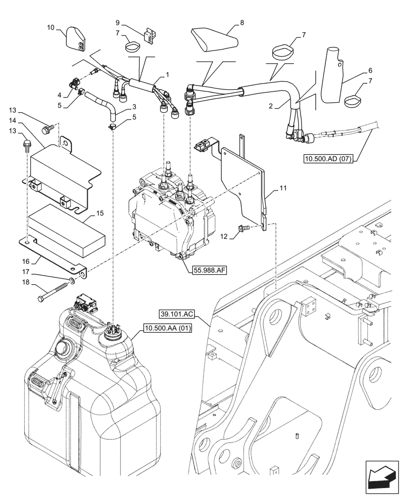 Схема запчастей Case CX210D LC - (10.500.AD[04]) - DEF/ADBLUE™ LINES - ASN NGS7H1298 (10) - ENGINE