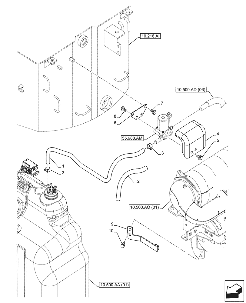 Схема запчастей Case CX210D LC LR - (10.500.AD[05]) - DEF/ADBLUE™ LINES - ASN NGS7H1300 (10) - ENGINE