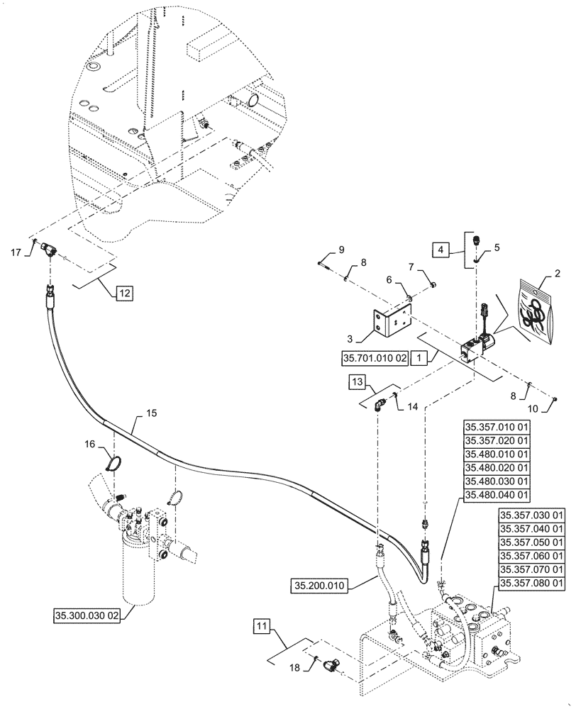Схема запчастей Case 621G - (35.701.010[01]) - VAR - 424248, 4249717, 424917, 482047, 734006, 734008, 734009 - COUPLING LOCKING INSTALLATION (35) - HYDRAULIC SYSTEMS
