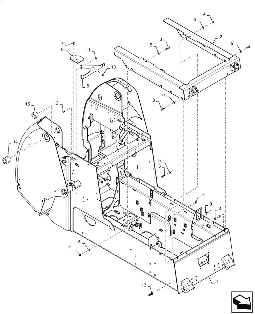 Схема запчастей Case TR340 - (39.100.AB) - CHASSIS, RADIAL UPPER FRAME (39) - FRAMES AND BALLASTING