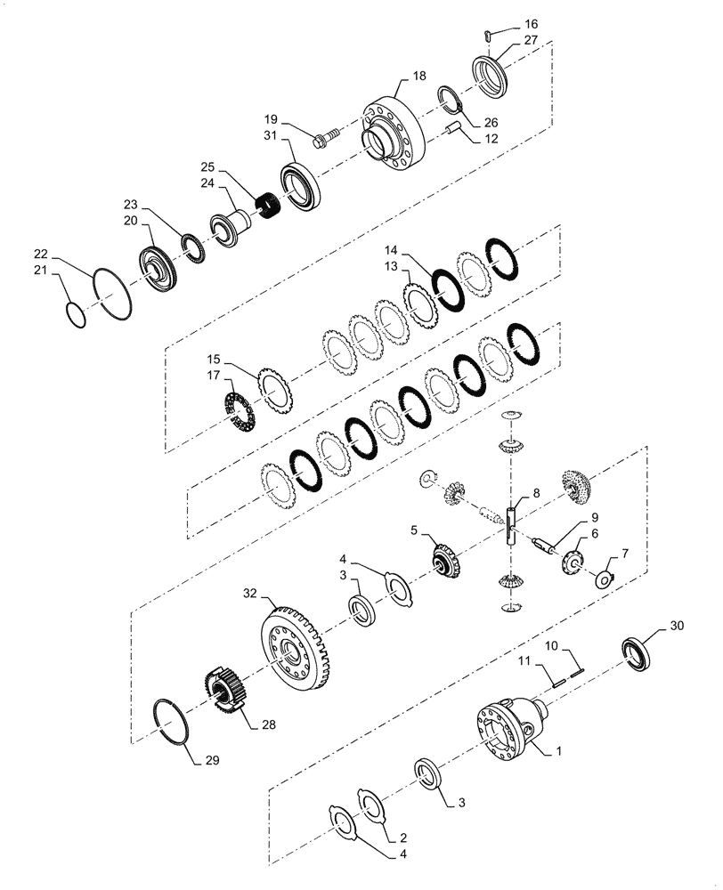 Схема запчастей Case 621G - (25.102.050) - VAR - 424235 - DIFFERENTIAL ASSEMBLY, HEAVY DUTY (25) - FRONT AXLE SYSTEM