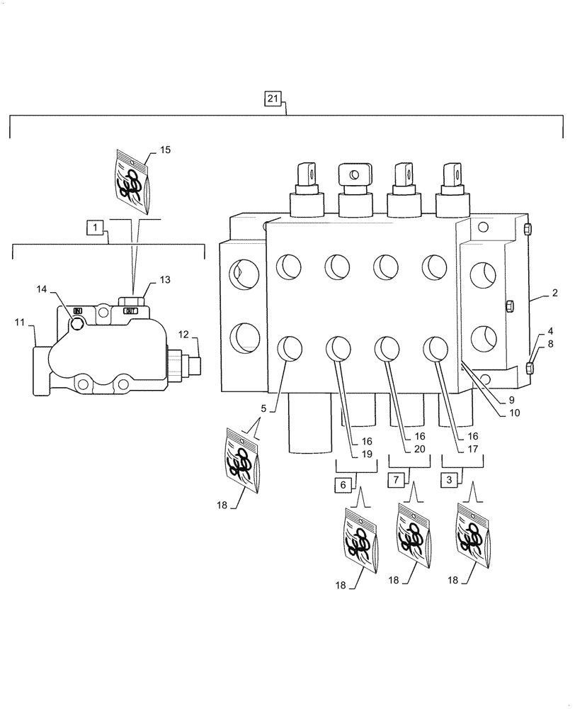 Схема запчастей Case 850M LT - (35.359.AJ[07]) - 4-SPOOL VALVE, ASSY (35) - HYDRAULIC SYSTEMS