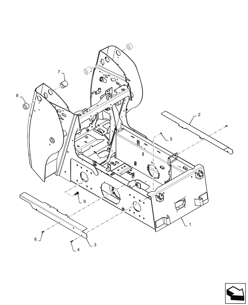 Схема запчастей Case SR130 - (39.100.AB[01]) - CHASSIS (SR130, SR150) (39) - FRAMES AND BALLASTING