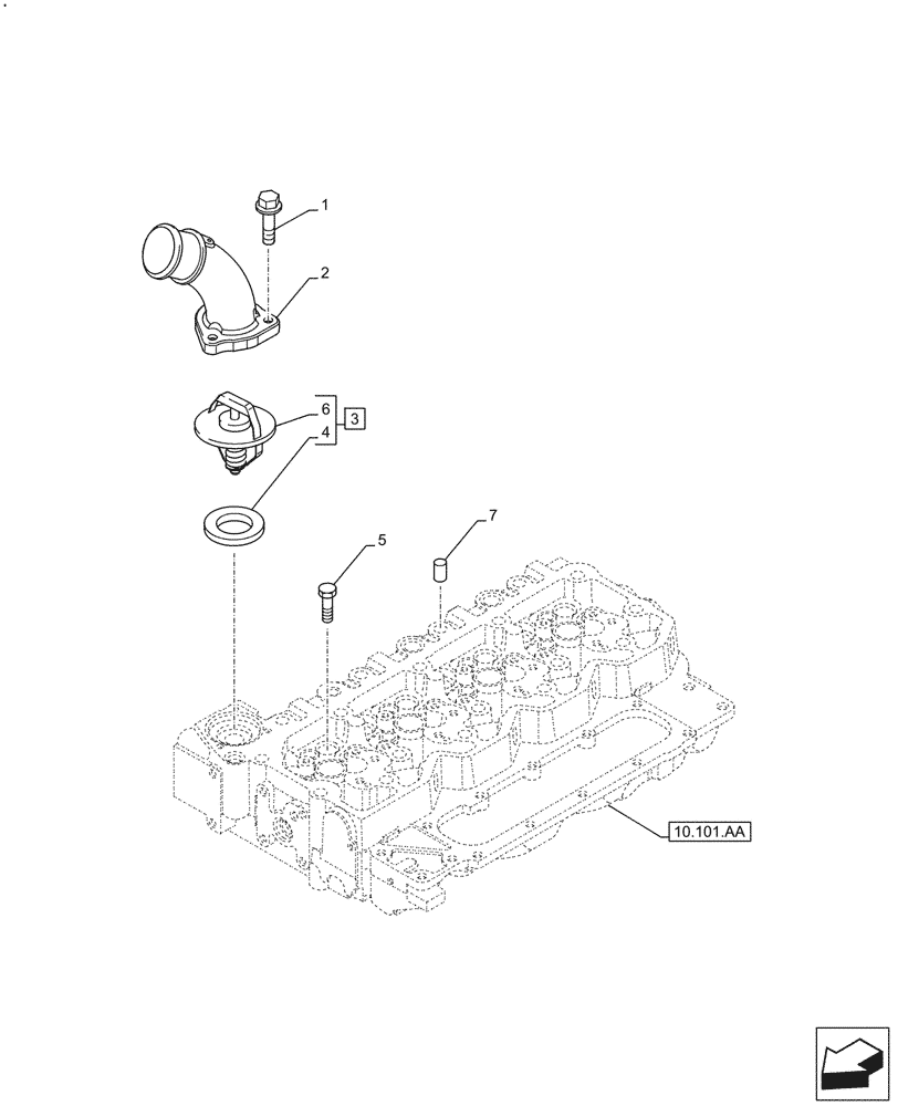 Схема запчастей Case F4HFE4135 B003 - (10.400.BC) - COOLANT THERMOSTAT (10) - ENGINE