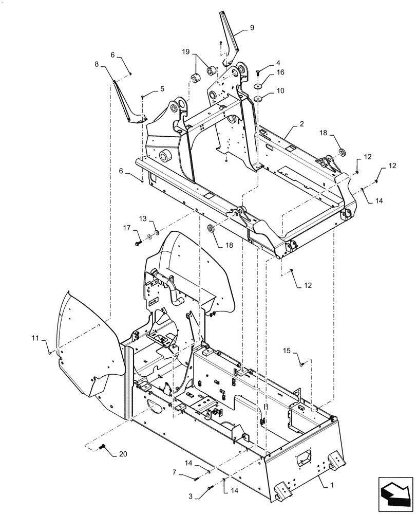 Схема запчастей Case TV380 - (39.100.AB[01]) - CHASSIS (TV380) (39) - FRAMES AND BALLASTING