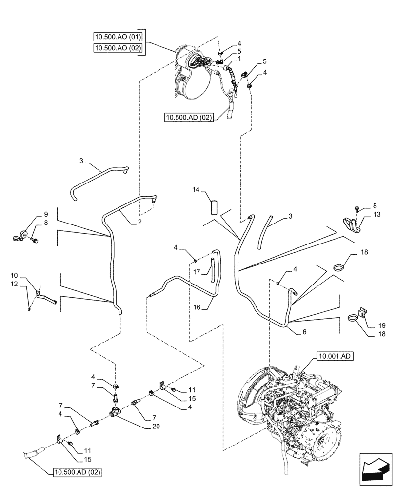 Схема запчастей Case CX250D LC - (10.500.AD[01]) - DEF/ADBLUE™ LINES - BSN NGS7M1169 (10) - ENGINE