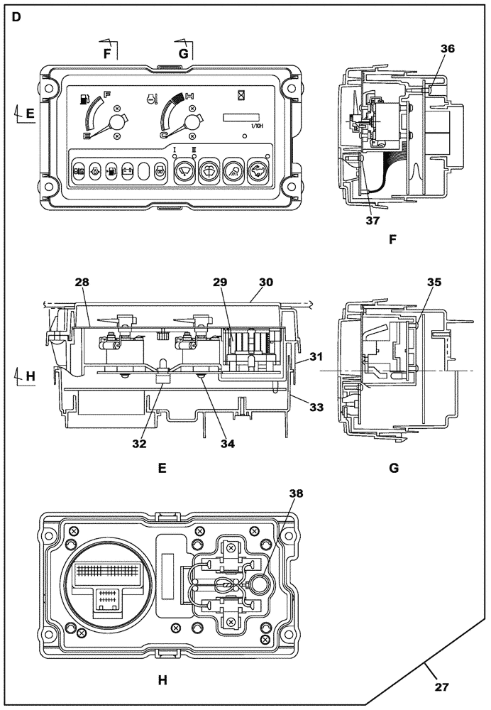 Схема запчастей Case CX75SR - (04-04) - ELECTRICAL - CAB - GAUGES (04) - ELECTRICAL SYSTEMS