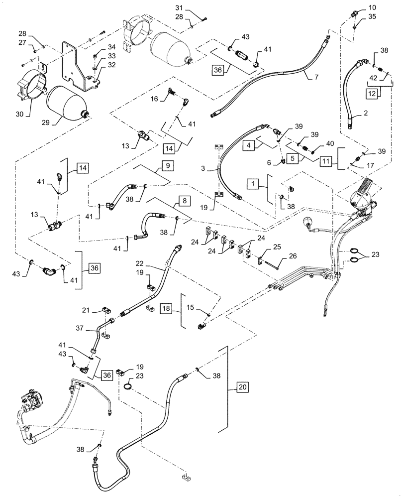 Схема запчастей Case 621G - (33.202.010[02]) - VAR - 424224 - MAIN HYDRAULIC BRAKE (33) - BRAKES & CONTROLS