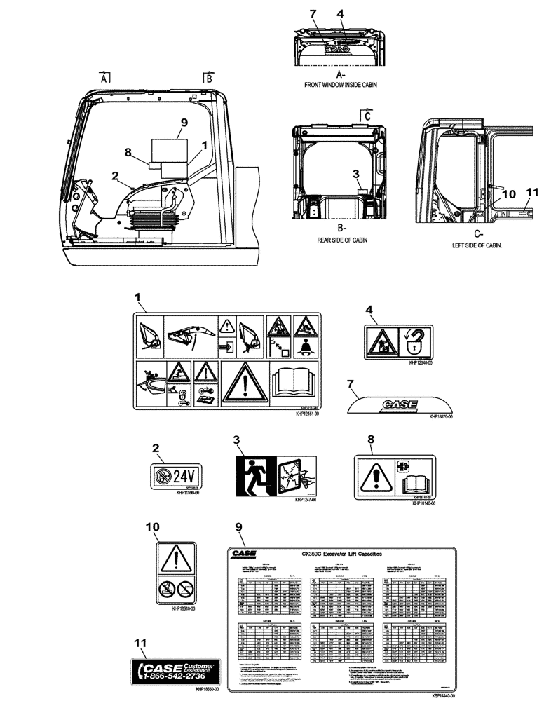 Схема запчастей Case CX350C - (09-060[01]) - DECALS (ANZ) (09) - CHASSIS/ATTACHMENTS