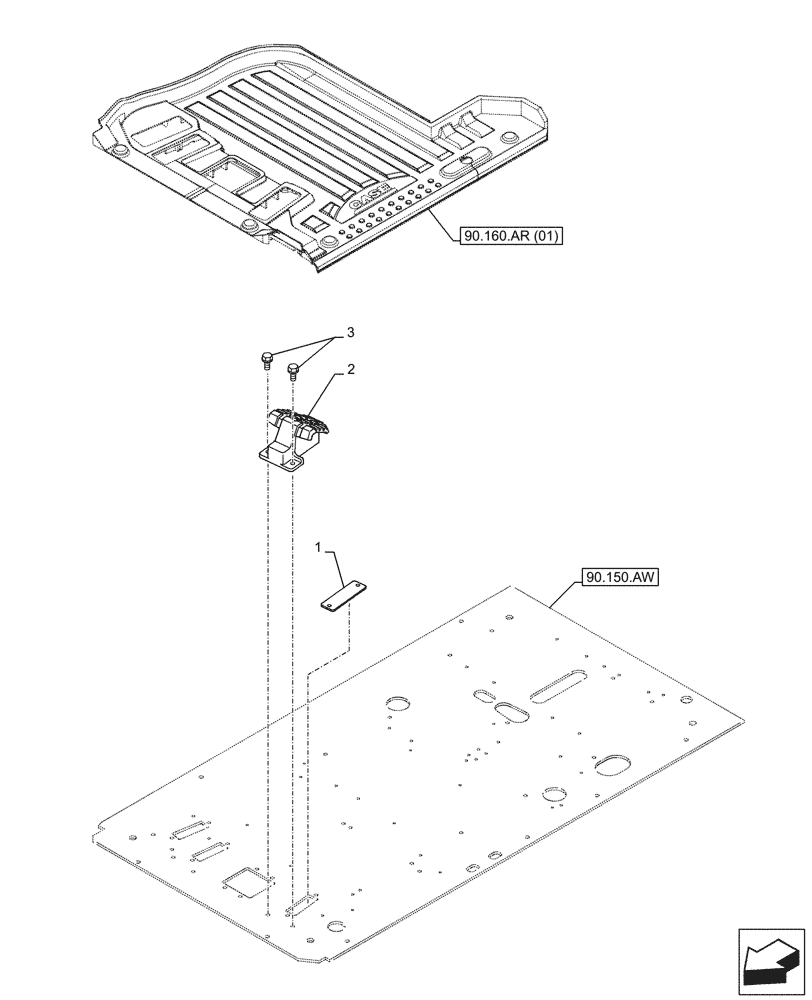 Схема запчастей Case CX250D LC LR - (90.160.AS[03]) - VAR - 461863 - FOOT BOARD, CLAMSHELL BUCKET, ROTATION, W/ ELECTRICAL PROPORTIONAL CONTROL (90) - PLATFORM, CAB, BODYWORK AND DECALS