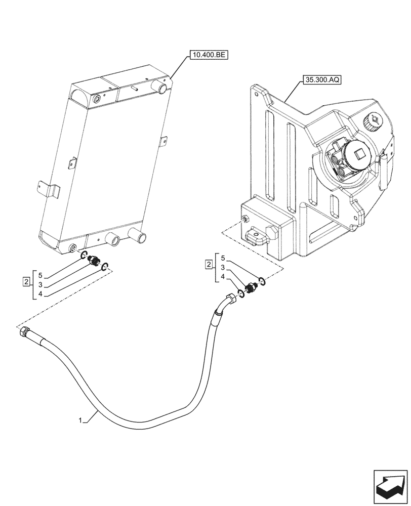 Схема запчастей Case 221F - (35.300.AD[05]) - VAR - 732001, 732002, 734647, 734648 - HYDROSTATIC PUMP, TANK, COOLER, LINE (35) - HYDRAULIC SYSTEMS