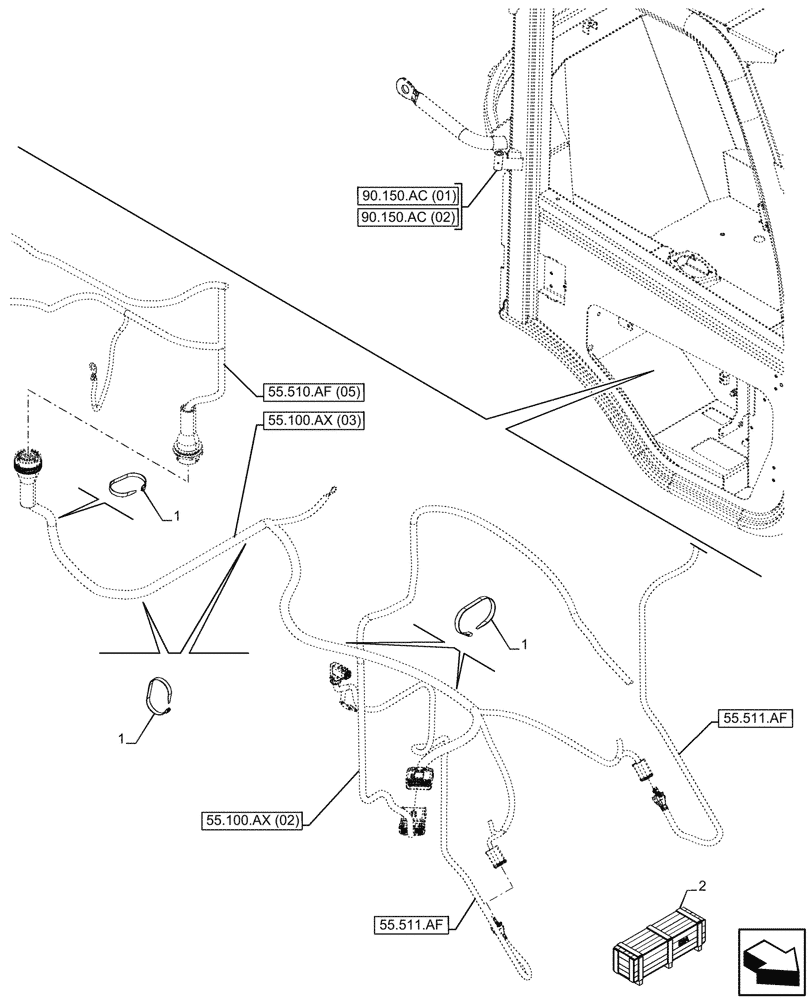 Схема запчастей Case 321F - (55.100.AX[04]) - VAR - 732003, 732004, 732005, 732006, 734588, 734649, 734650, 734651, 734652 - FRONT, WIRE HARNESS (55) - ELECTRICAL SYSTEMS
