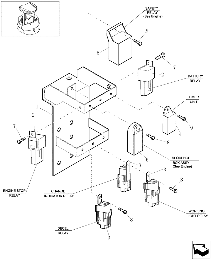 Схема запчастей Case CX31B - (1.220C[01]) - RELAY ASSY - COMPONENTS (55) - ELECTRICAL SYSTEMS