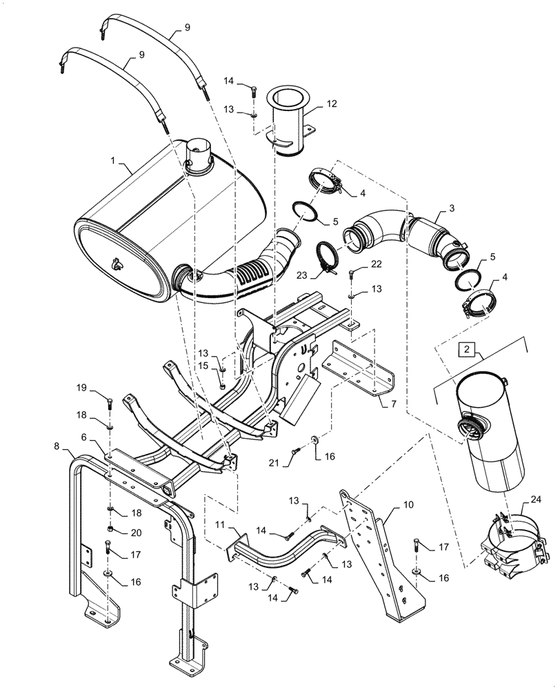 Схема запчастей Case 721G - (10.254.010) - EXHAUST SYSTEM, MUFFLER (10) - ENGINE
