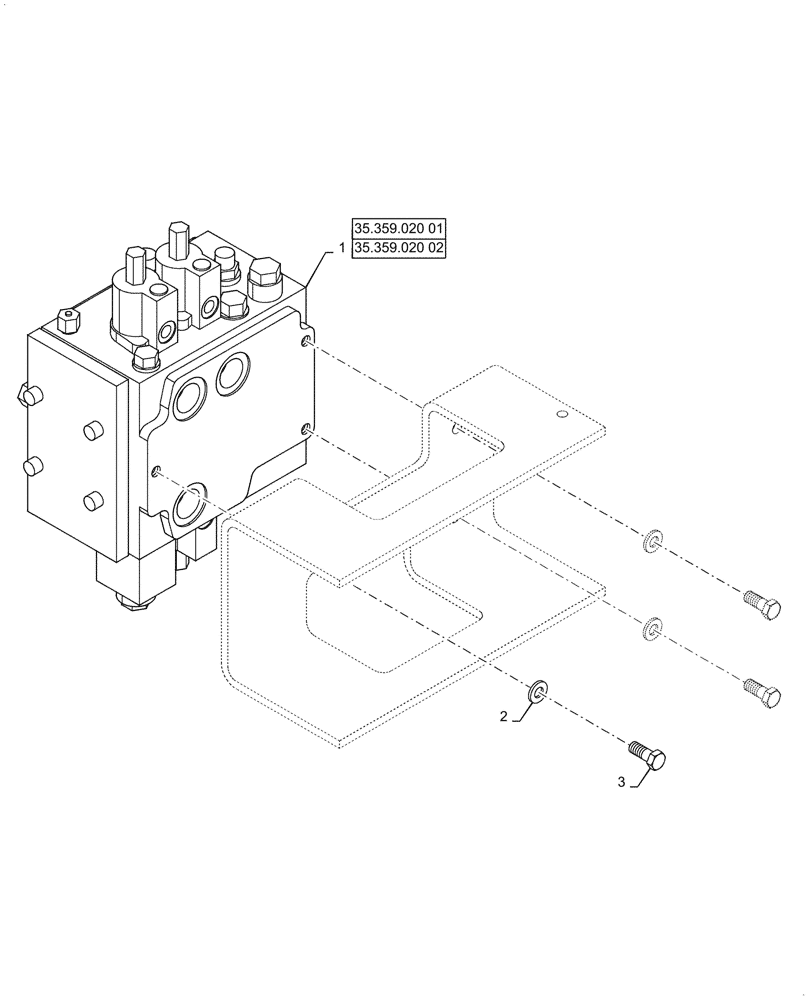 Схема запчастей Case 721G - (35.357.040[01]) - VAR - 734051, 734052 - CONTROL VALVE, MOUNTING - 2 SPOOL, XT / TC (35) - HYDRAULIC SYSTEMS