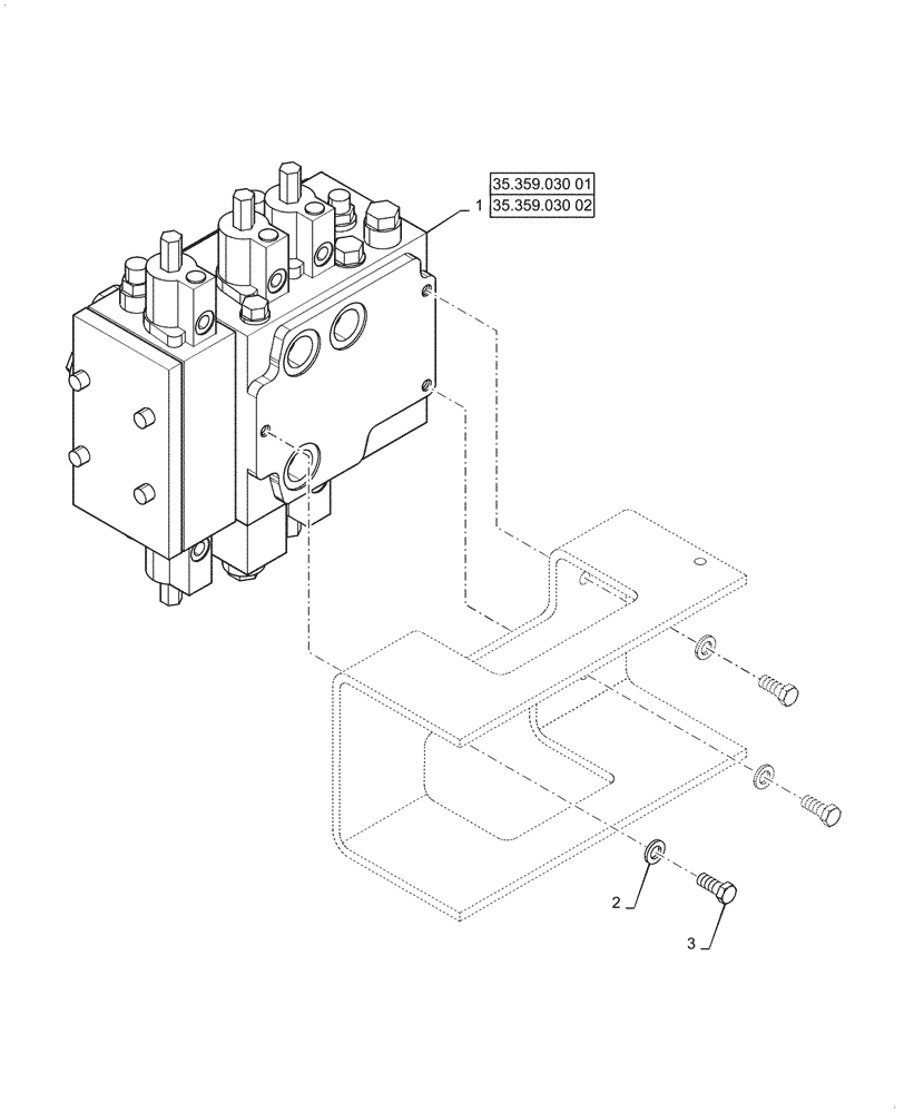 Схема запчастей Case 721G - (35.357.060[01]) - VAR - 734053, 734054 - CONTROL VALVE, MOUNTING - 3 SPOOL, XT / TC (35) - HYDRAULIC SYSTEMS