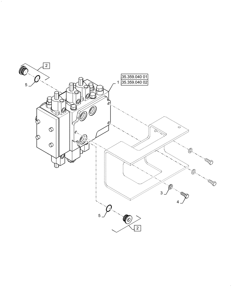 Схема запчастей Case 721G - (35.357.050[01]) - VAR - 734053, 734054 - CONTROL VALVE, MOUNTING - 3 SPOOL, Z-BAR / XR / LR (35) - HYDRAULIC SYSTEMS