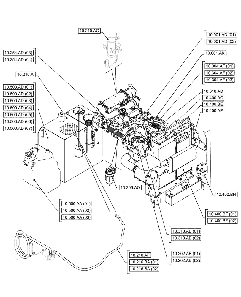 Схема запчастей Case CX250D LC - (10.000.00) - SECTION INDEX - ENGINE (10) - ENGINE