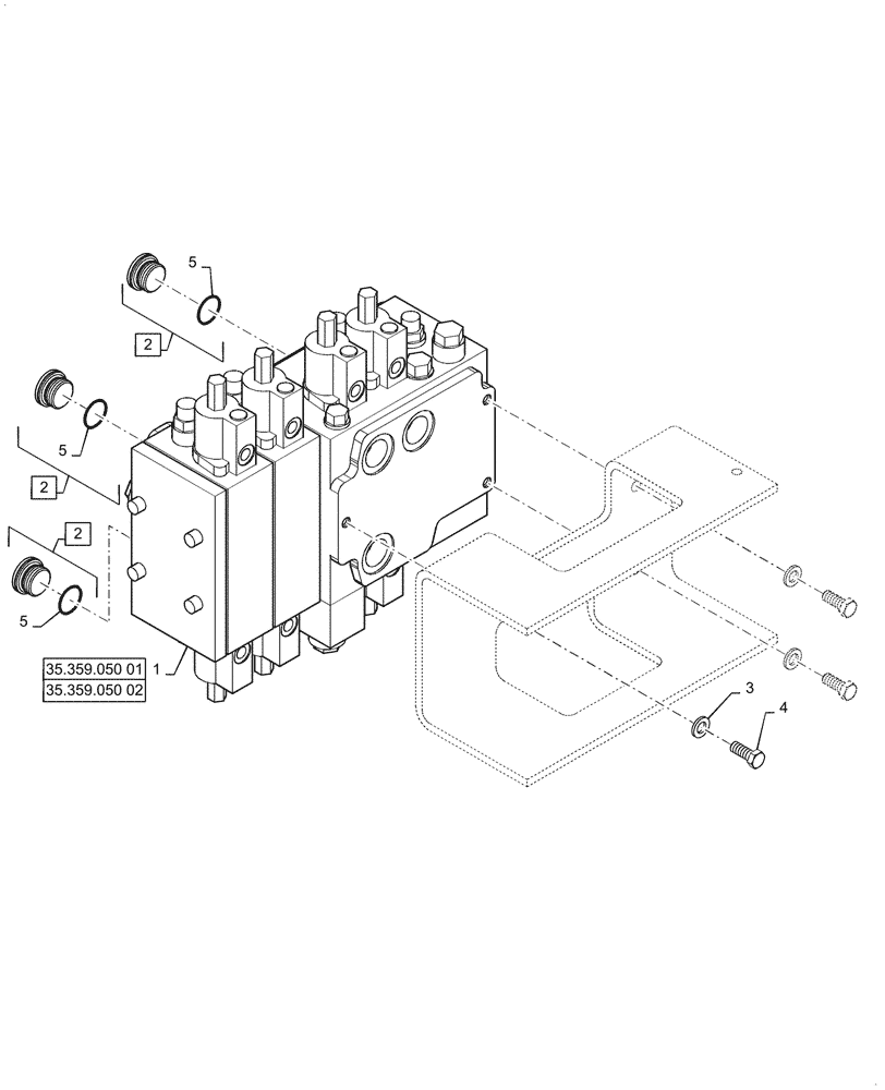 Схема запчастей Case 721G - (35.357.070[01]) - VAR - 734055 - CONTROL VALVE, MOUNTING - 4 SPOOL, Z-BAR / XR / LR (35) - HYDRAULIC SYSTEMS