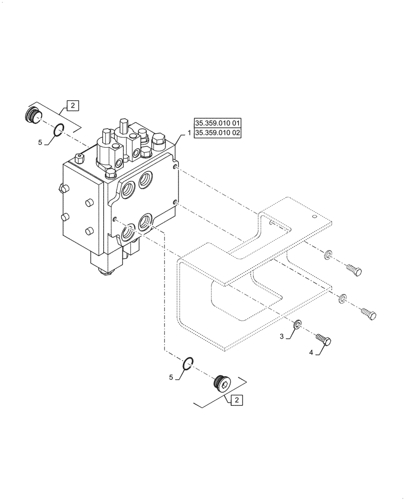 Схема запчастей Case 721G - (35.357.030[01]) - VAR - 734051, 734052 - CONTROL VALVE, MOUNTING - 2 SPOOL, Z-BAR / XR / LR (35) - HYDRAULIC SYSTEMS