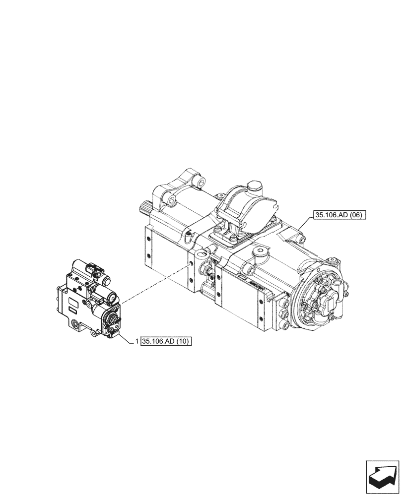 Схема запчастей Case CX250D LC - (35.106.AD[09]) - VAR - 461863 - VARIABLE DELIVERY HYDRAULIC PUMP, CLAMSHELL BUCKET, ROTATION, W/ ELECTRICAL PROPORTIONAL CONTROL, COMPONENTS (35) - HYDRAULIC SYSTEMS