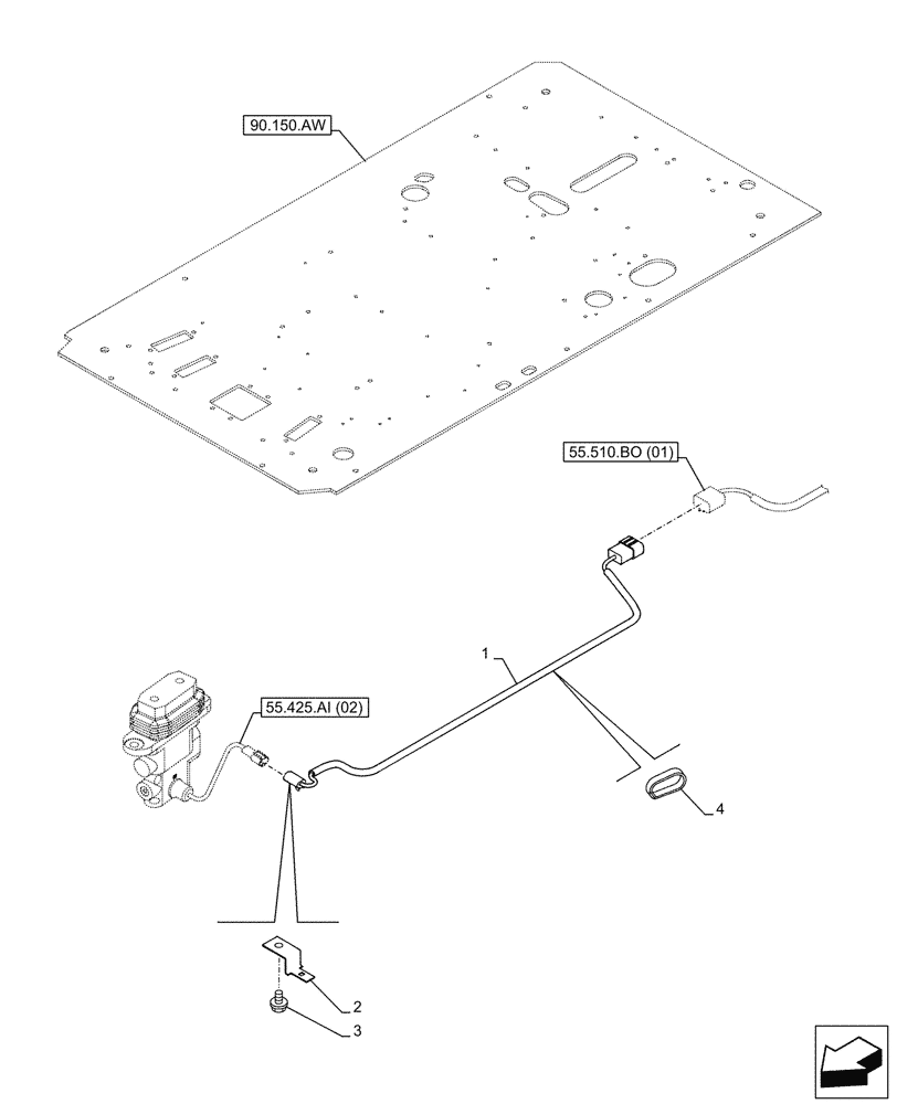 Схема запчастей Case CX250D LC LR - (55.510.BB[05]) - VAR - 461863 - OPTION, HARNESS, CLAMSHELL BUCKET, ROTATION, W/ ELECTRICAL PROPORTIONAL CONTROL (55) - ELECTRICAL SYSTEMS
