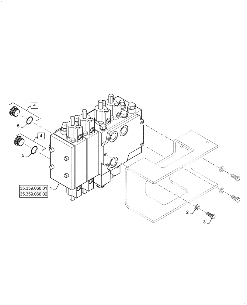 Схема запчастей Case 721G - (35.357.080[01]) - VAR - 734055 - CONTROL VALVE, MOUNTING - 4 SPOOL, XT / TC (35) - HYDRAULIC SYSTEMS