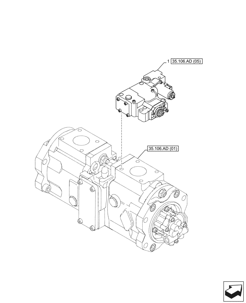 Схема запчастей Case CX250D LC - (35.106.AD[04]) - VARIABLE DELIVERY HYDRAULIC PUMP, COMPONENTS (35) - HYDRAULIC SYSTEMS