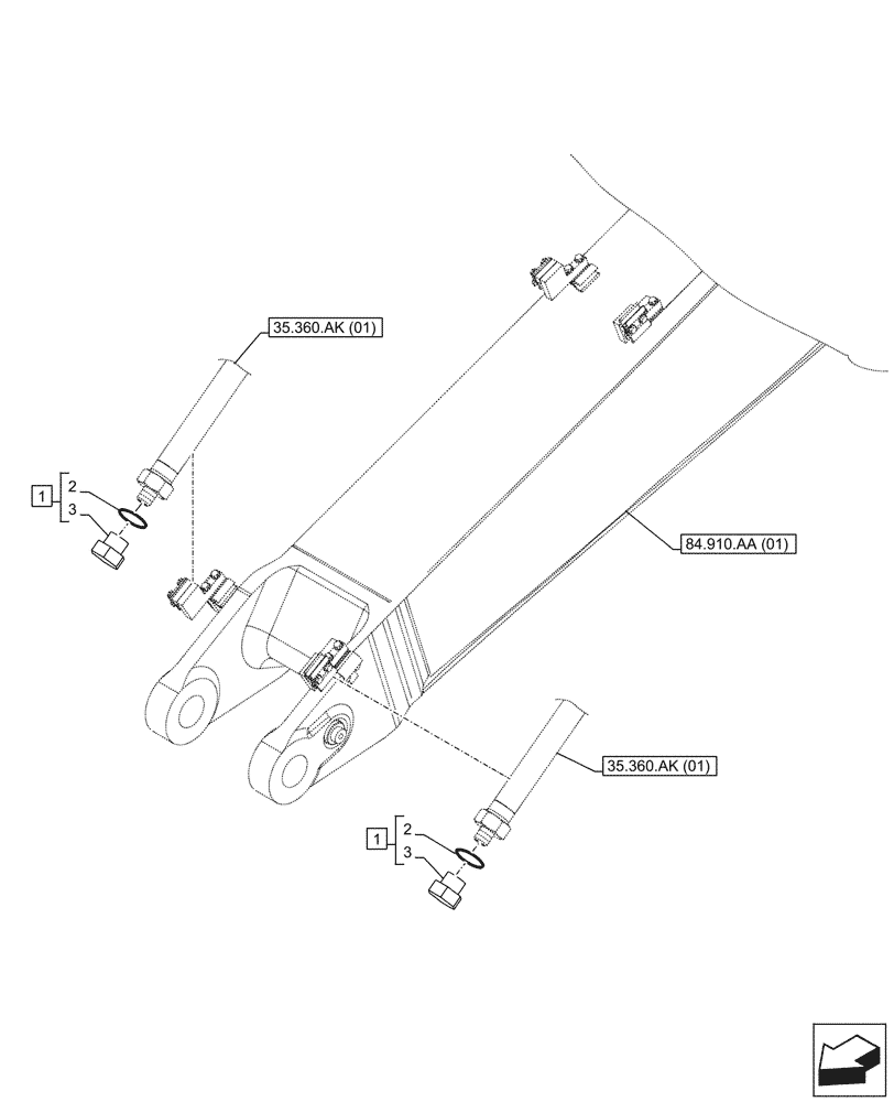 Схема запчастей Case CX250D LC - (35.360.AK[12]) - VAR - 461561, 461563, 461865, 461869, 461871 - BOOM, LINE, HAMMER, SHEARS, HIGH FLOW, PLUGS (35) - HYDRAULIC SYSTEMS