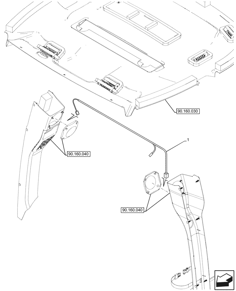 Схема запчастей Case 580N EP - (55.512.080) - CAB, SPEAKER, WIRE (55) - ELECTRICAL SYSTEMS