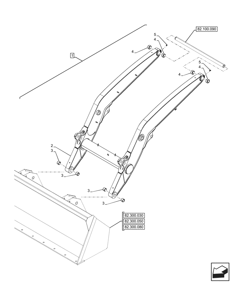 Схема запчастей Case 580SN WT - (82.100.070) - FRONT LOADER, ARM (82) - FRONT LOADER & BUCKET