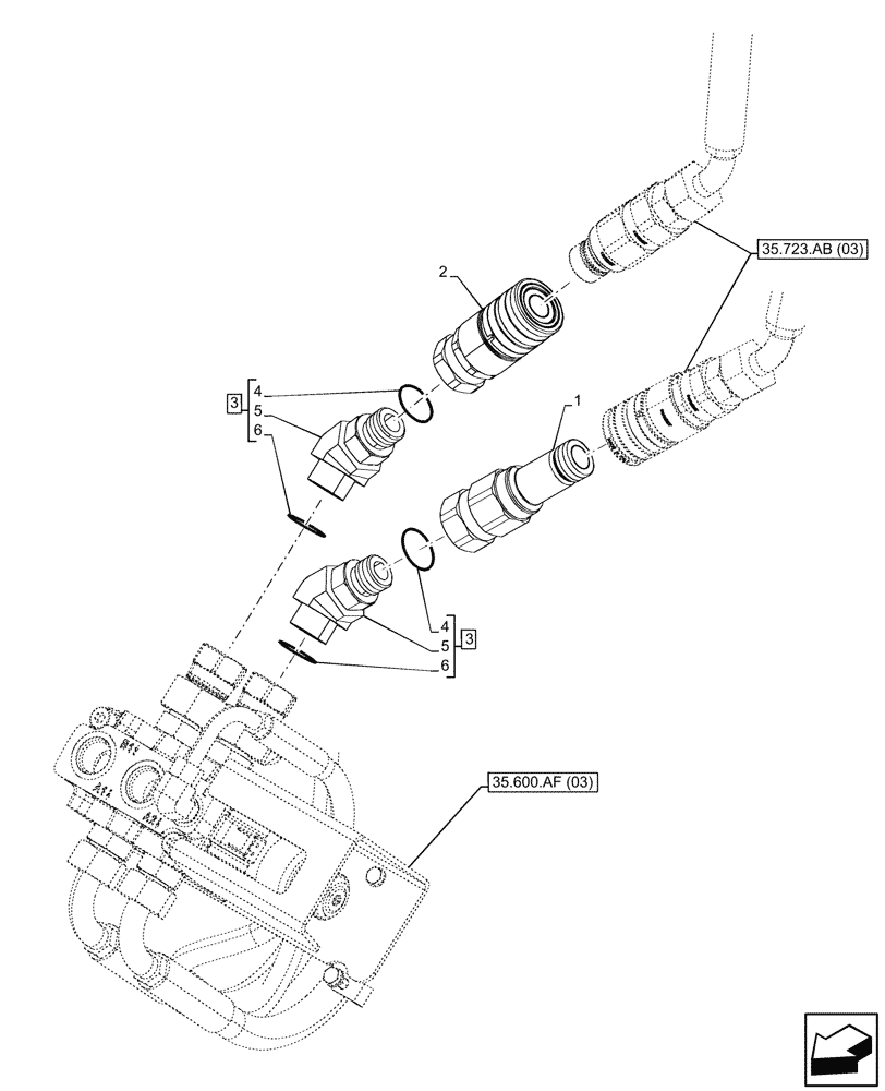 Схема запчастей Case 121F - (35.734.AG[02]) - VAR - 402038, 732006, 734652 - HYDRAULIC LINE, COUPLING, JOINT (35) - HYDRAULIC SYSTEMS