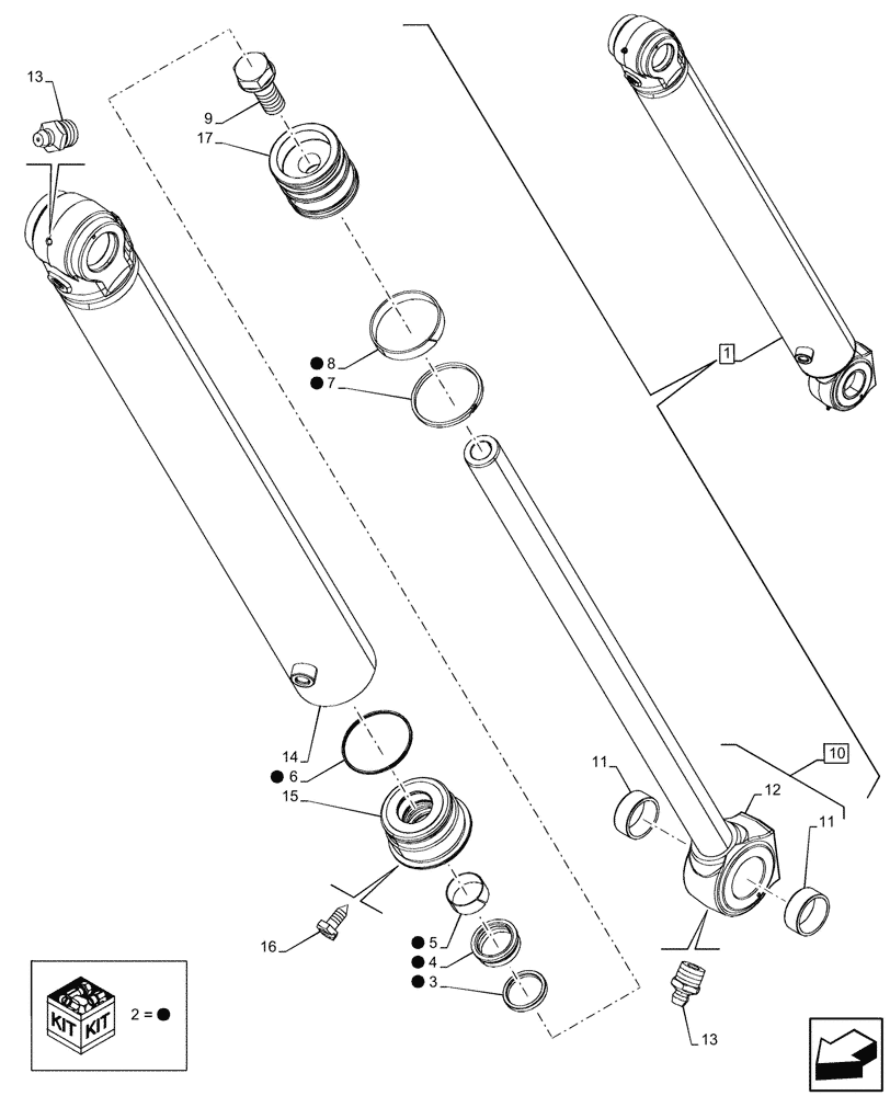 Схема запчастей Case 580N - (35.736.020) - BACKHOE BOOM CYL. SECTION, CYLINDER, COMPONENTS (35) - HYDRAULIC SYSTEMS