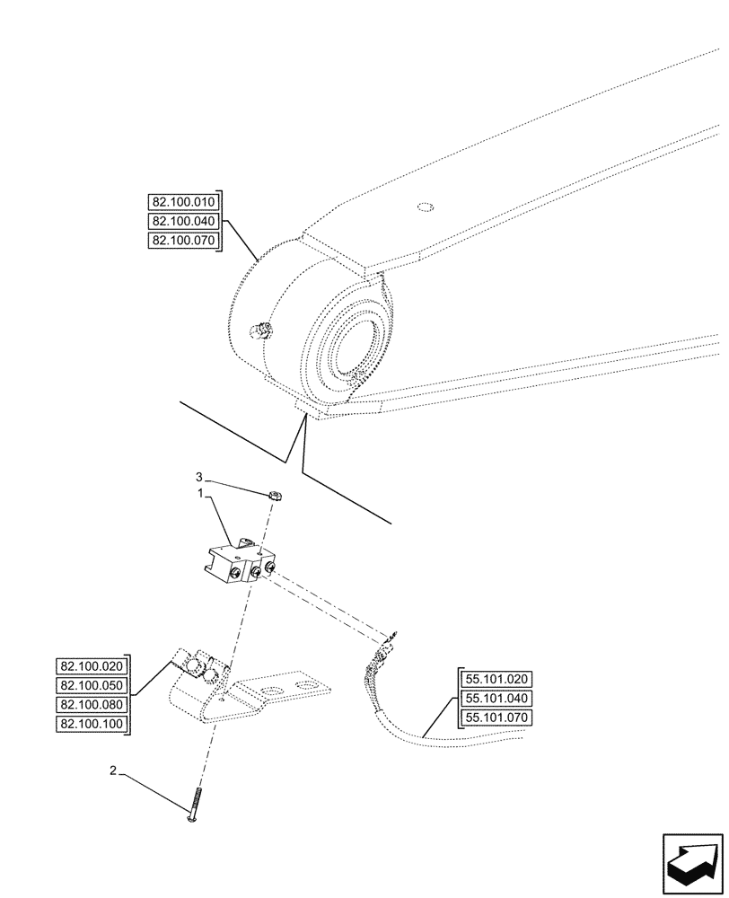 Схема запчастей Case 580N EP - (55.415.010) - LOADER ARM, BUCKET, LEVEL INDICATOR (55) - ELECTRICAL SYSTEMS