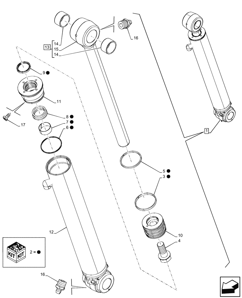 Схема запчастей Case 580N - (35.737.020) - DIPPER, CYLINDER, COMPONENTS (35) - HYDRAULIC SYSTEMS