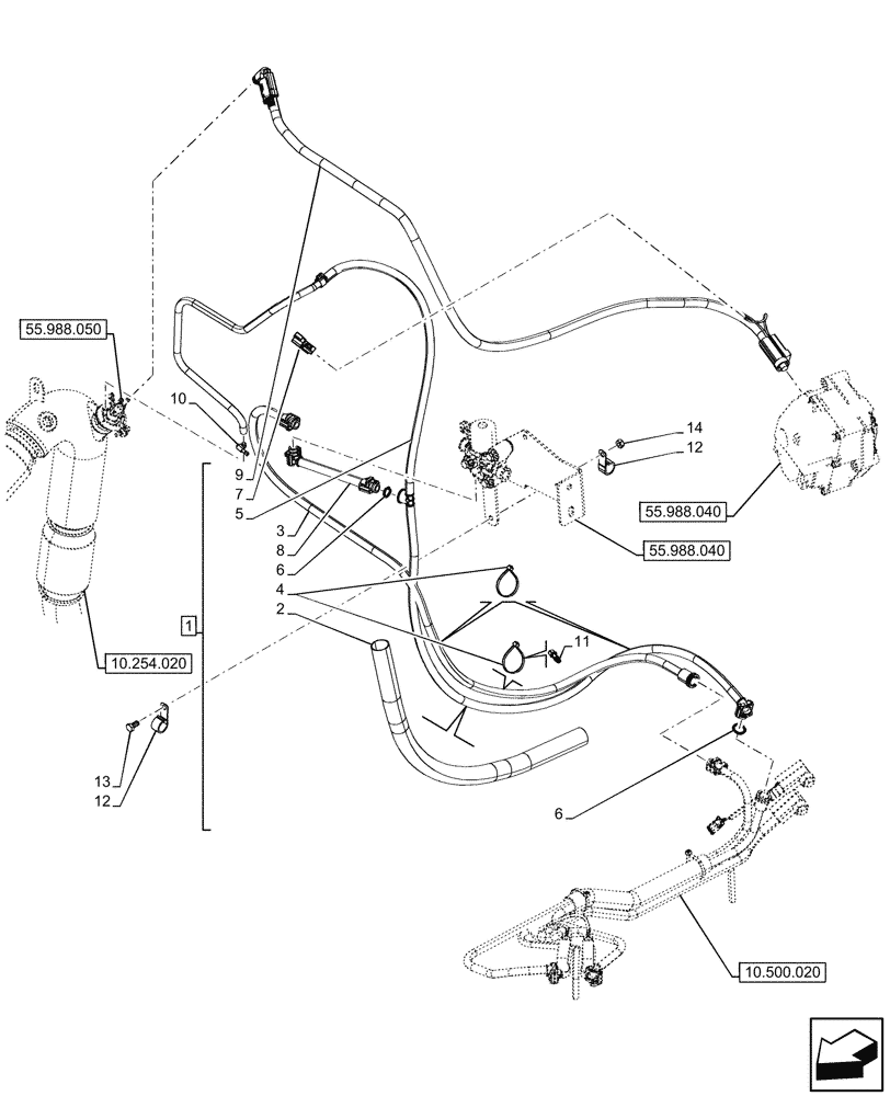 Схема запчастей Case 580SN WT - (10.500.040) - DEF LINES (10) - ENGINE