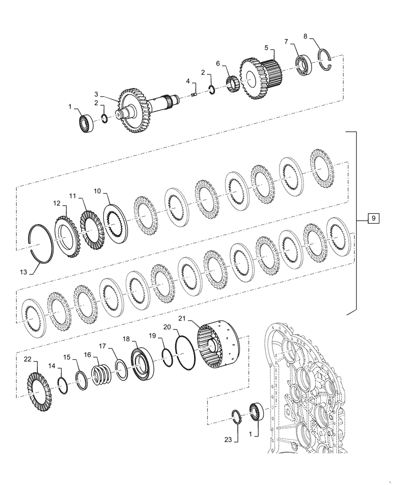 Схема запчастей Case 721G - (21.155.010[08]) - FORWARD CLUTCH ASSEMBLY (21) - TRANSMISSION