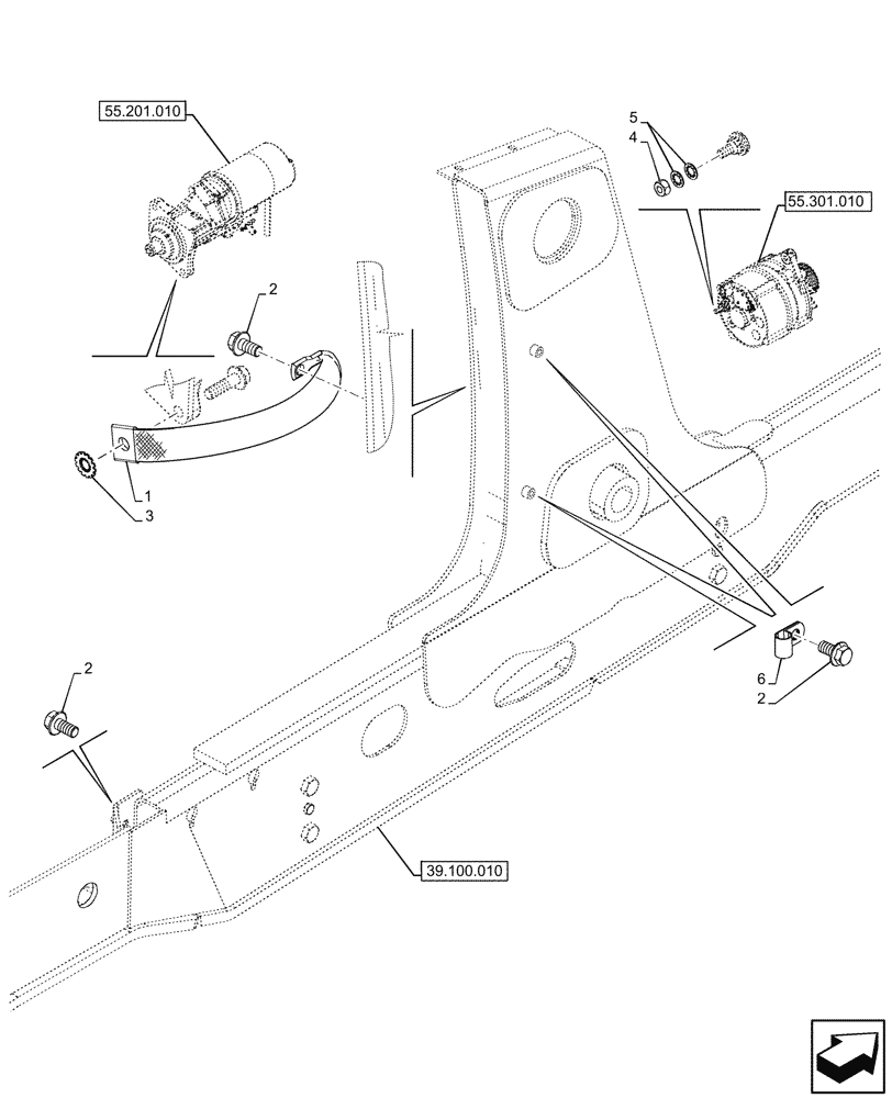 Схема запчастей Case 580N - (55.100.010) - STARTER MOTOR, ALTERNATOR, GROUND CABLE (55) - ELECTRICAL SYSTEMS