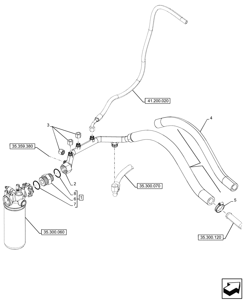 Схема запчастей Case 580N - (35.300.080) - OIL FILTER, LINE (35) - HYDRAULIC SYSTEMS