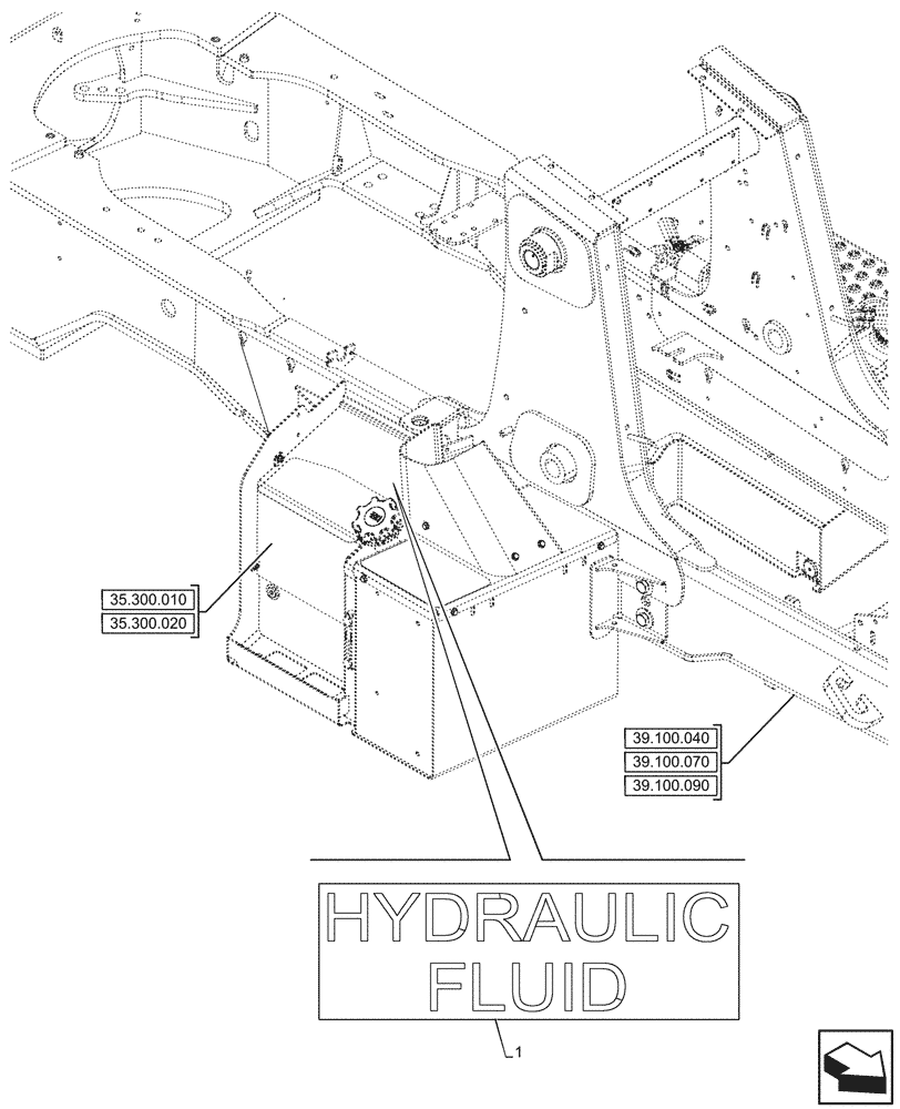 Схема запчастей Case 580SN WT - (90.108.012) - DECAL, HYDRAULIC OIL RESERVOIR (90) - PLATFORM, CAB, BODYWORK AND DECALS